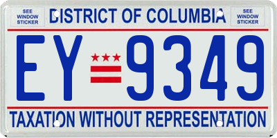 DC license plate EY9349