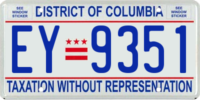 DC license plate EY9351