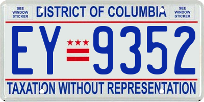 DC license plate EY9352