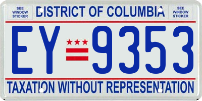 DC license plate EY9353