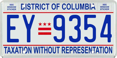 DC license plate EY9354