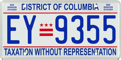 DC license plate EY9355