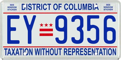 DC license plate EY9356