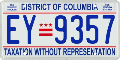 DC license plate EY9357