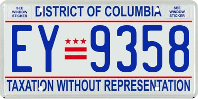 DC license plate EY9358