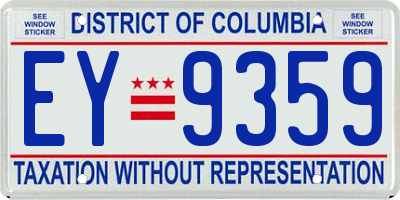 DC license plate EY9359