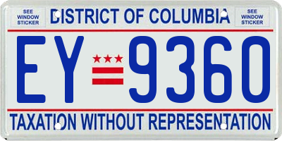 DC license plate EY9360