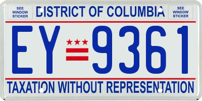 DC license plate EY9361