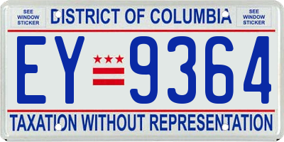 DC license plate EY9364