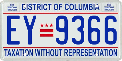 DC license plate EY9366