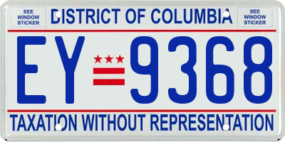 DC license plate EY9368