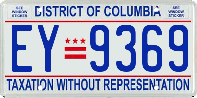 DC license plate EY9369