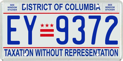 DC license plate EY9372