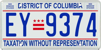 DC license plate EY9374