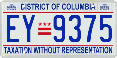 DC license plate EY9375