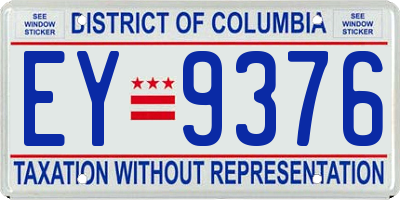 DC license plate EY9376