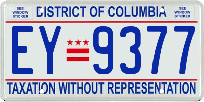 DC license plate EY9377