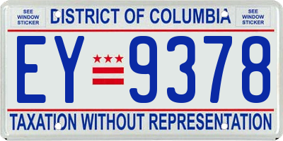 DC license plate EY9378