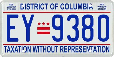 DC license plate EY9380