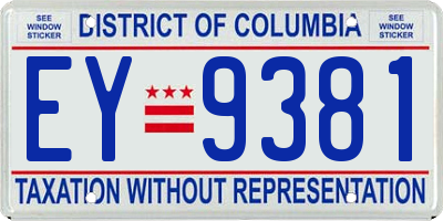 DC license plate EY9381