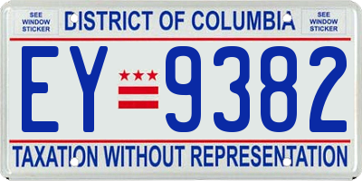 DC license plate EY9382