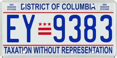 DC license plate EY9383