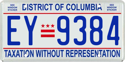 DC license plate EY9384