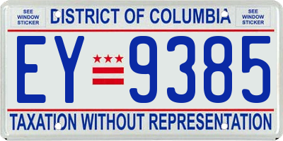 DC license plate EY9385