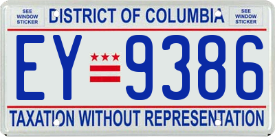 DC license plate EY9386