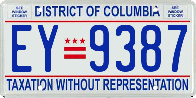 DC license plate EY9387