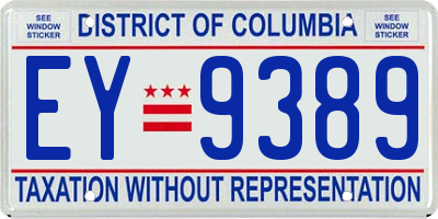 DC license plate EY9389