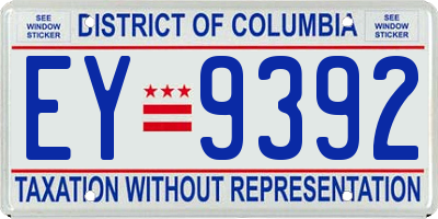 DC license plate EY9392