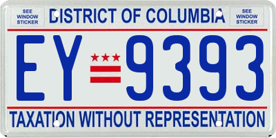 DC license plate EY9393