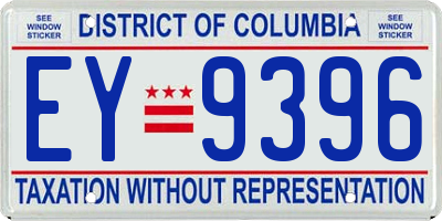 DC license plate EY9396