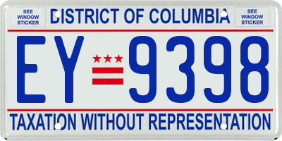 DC license plate EY9398