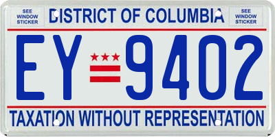 DC license plate EY9402