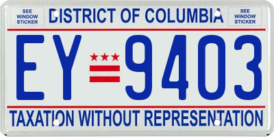 DC license plate EY9403