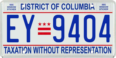 DC license plate EY9404