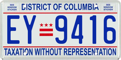 DC license plate EY9416