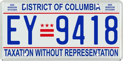 DC license plate EY9418