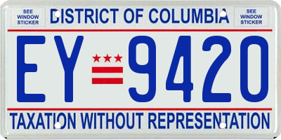 DC license plate EY9420