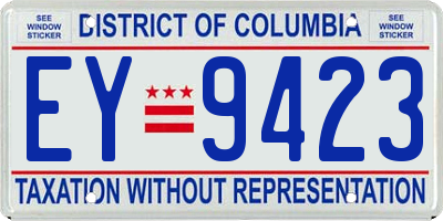 DC license plate EY9423