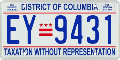 DC license plate EY9431