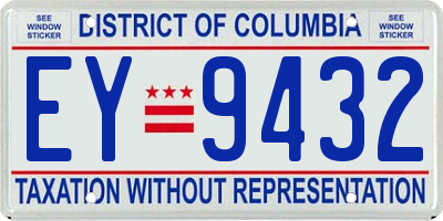 DC license plate EY9432