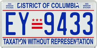 DC license plate EY9433