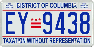 DC license plate EY9438