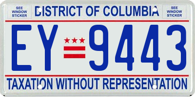 DC license plate EY9443