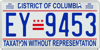 DC license plate EY9453