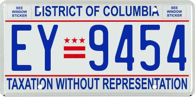 DC license plate EY9454