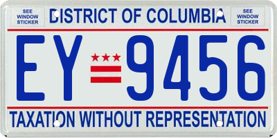 DC license plate EY9456